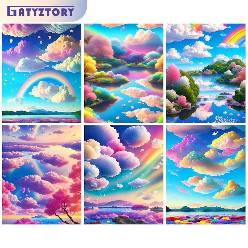 

GATYZTORY 5D DIY Diamond Embroidery Sky clouds Rhinestone Picture Diamond Painting Landscape Craft Kit Home Decor Gift