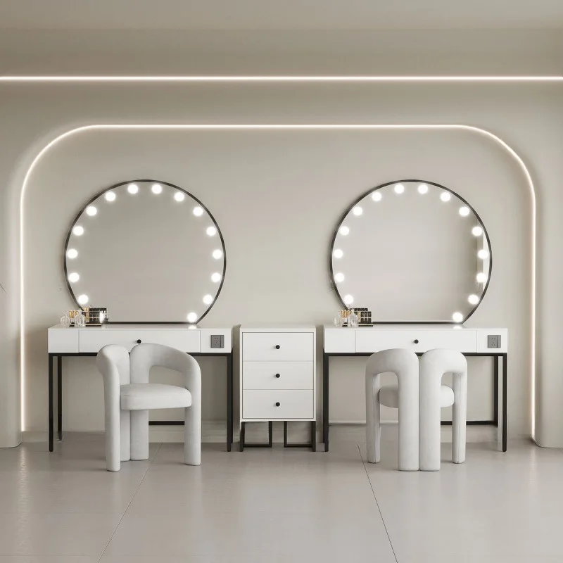 Cream style wedding photo studio dresser professional with lamp academy makeup artist special marble makeup table
