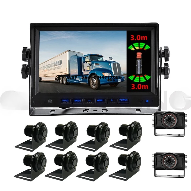 Hot-selling DC 12-32V Collision Avoidance Radar Reverse Sensor Car Parking Sensor Kit with 7 Inch for Car Bus Truck