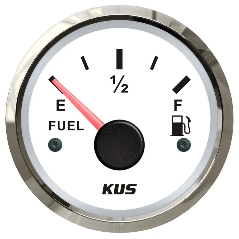 KUS 52mm Pointer Fuel Gauges 0-190ohm E-1/2-F Display Fuel Level Meters Black Instrument 240-33ohm with Red or Yellow Backlight