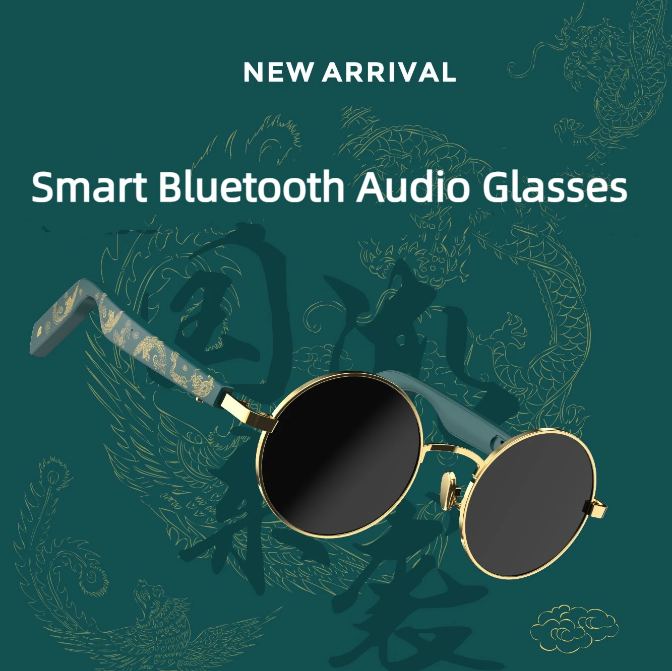 New Women Man Sun Glasses Smart Bluetooth Audio Sports Music Answering Calls Round Decorative Phone for Xiaomi Iphone Samsung