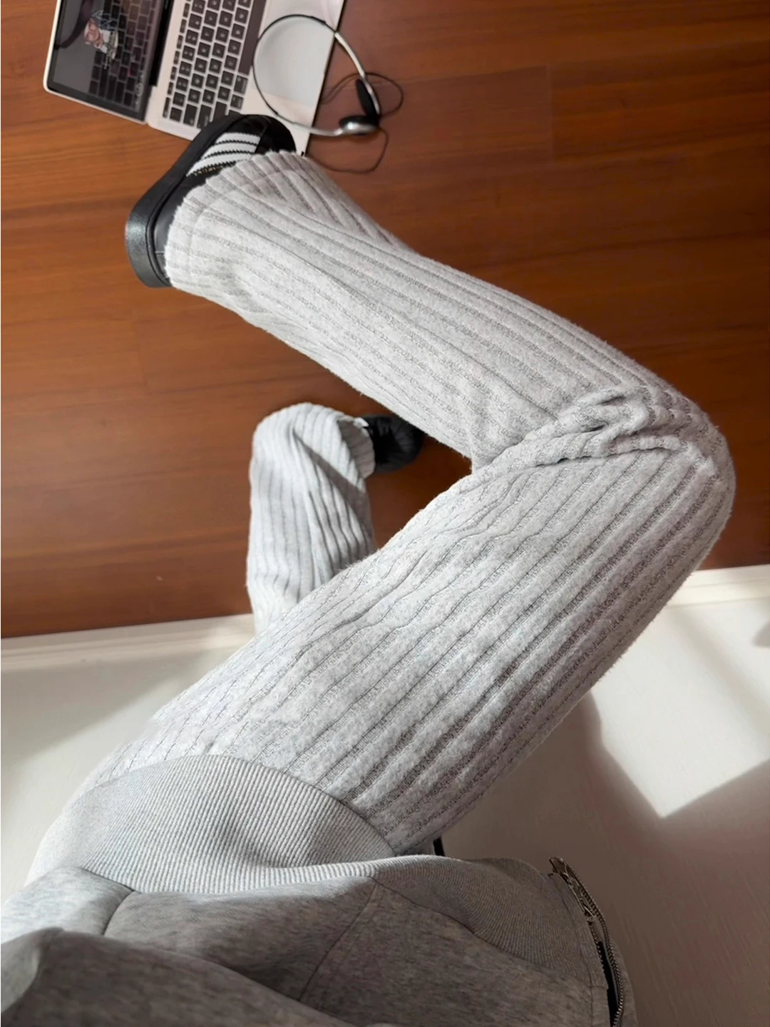 

American Sle Heavyweight Woolen Casual Pants Men Winter Fce Northeast Cold-resistant Straight-leg Micro-flared Trousers