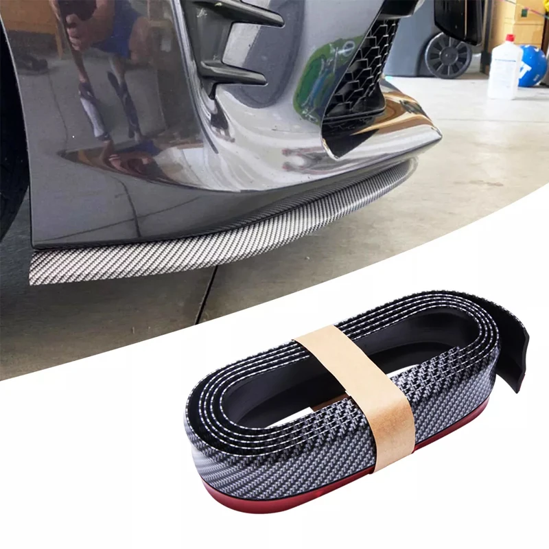 

2.5M Car Bumper Lip Stickers Soft Carbon Fiber Car Rubber Bumper Strip Outside Bumper Front Lip Car Bumper Protectors