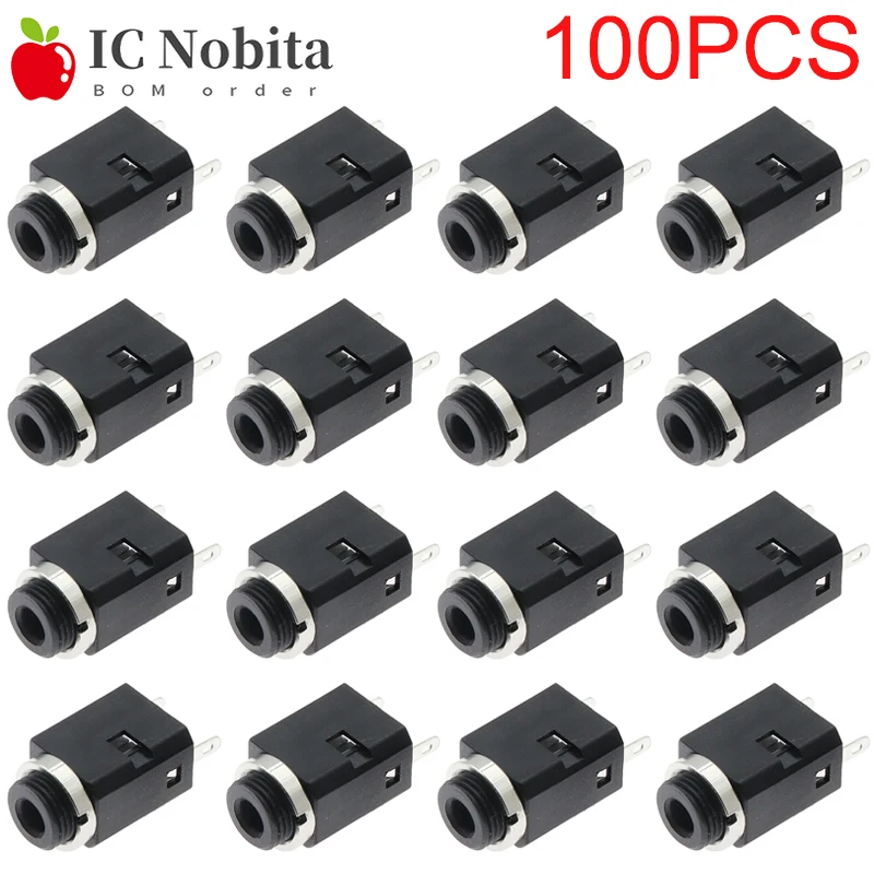 100PCS PJ-341 3.5MM Vertical Socket 3Pin 4Pin 5Pin Stereo Female Socket Jack with Screw 3.5 Audio 2/3/4 Poles Earphone Hole