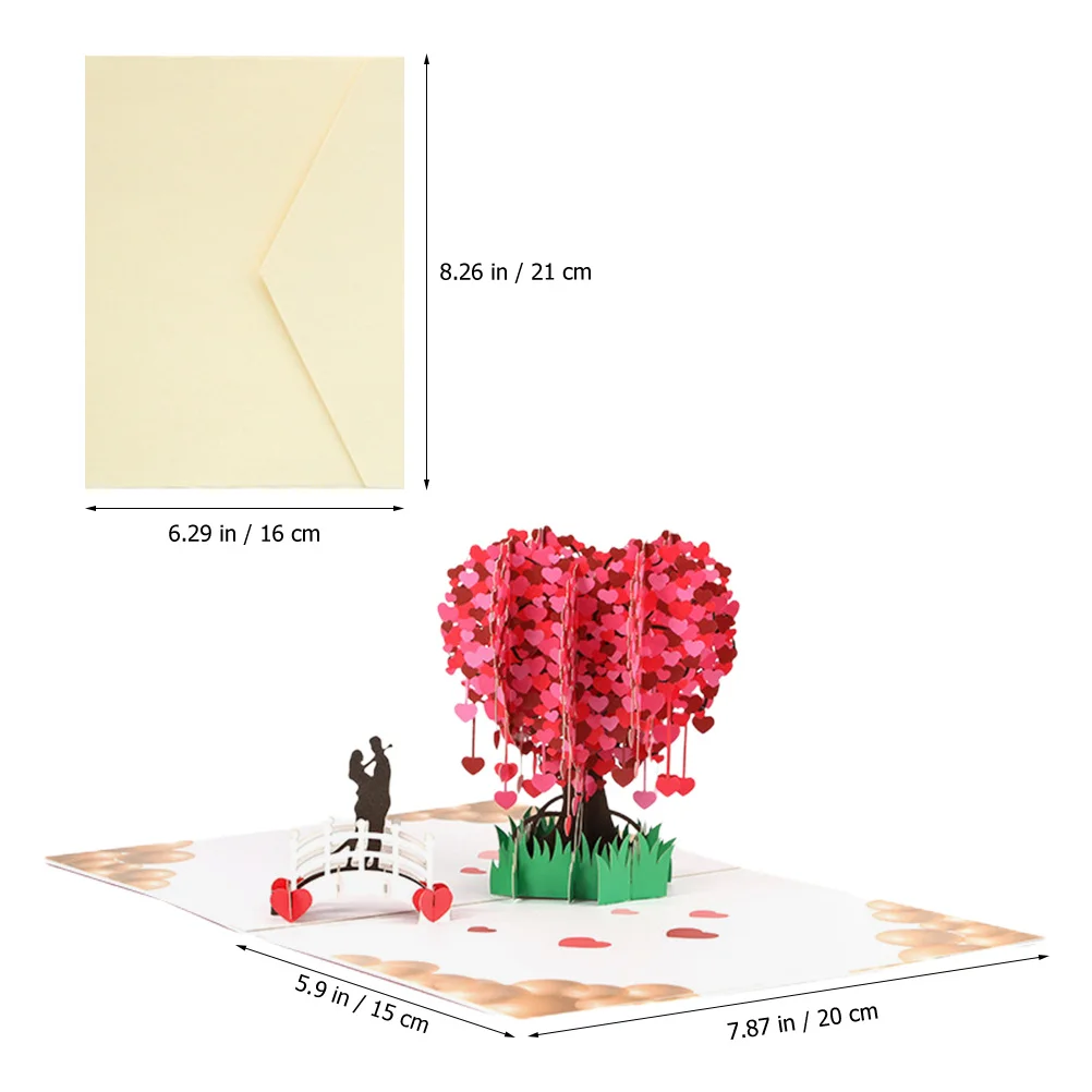 3D Heart Shaped Greeting Thickened Paper Blessing For Valentine'S Day Wedding Party Holiday Gift Message Writable Blank