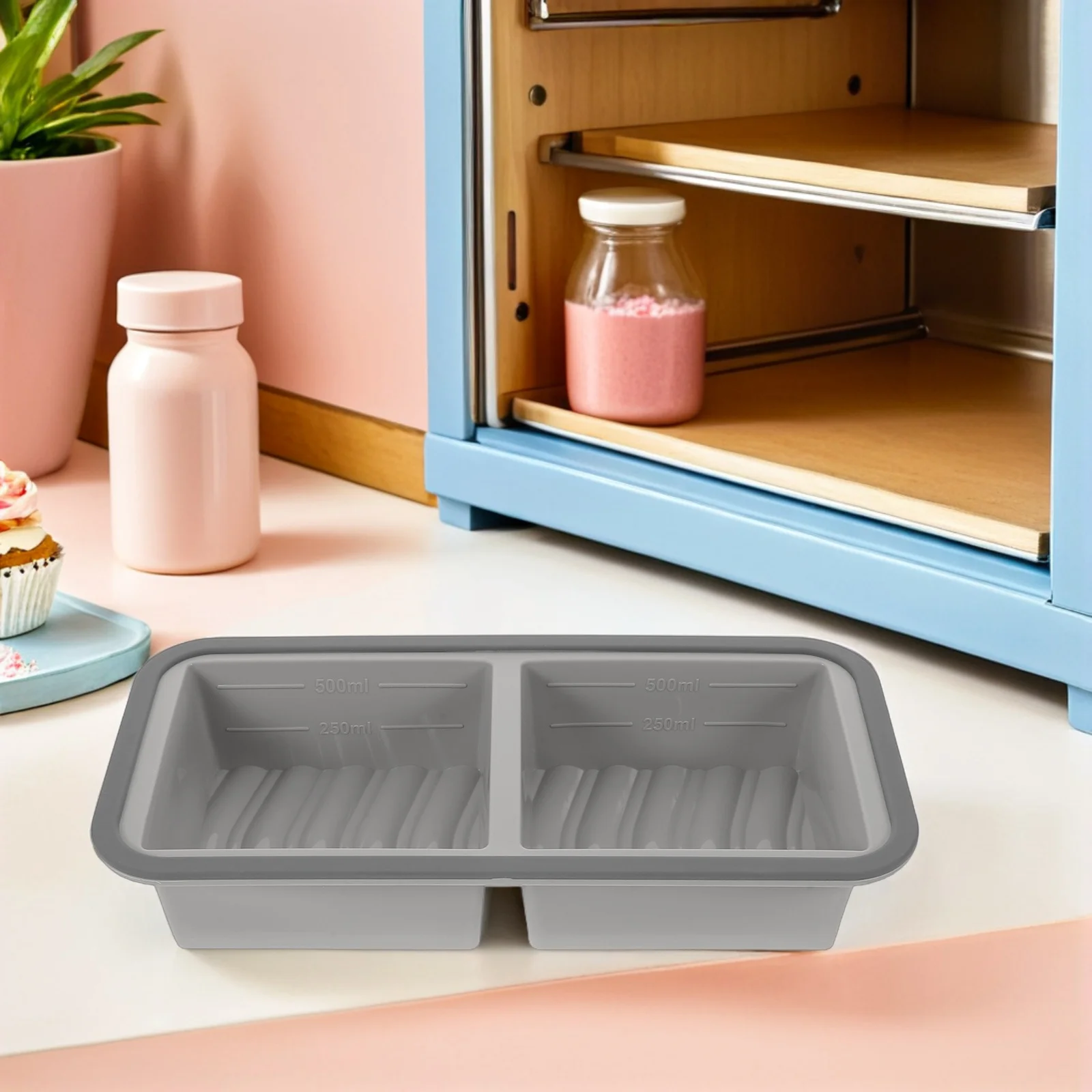 

2 Cavity Silicone Cake Mold Rectangle Non Stick Baking Tray For Jelly Butter Desserts 2 Compartments Reusable Oven Safe Baking