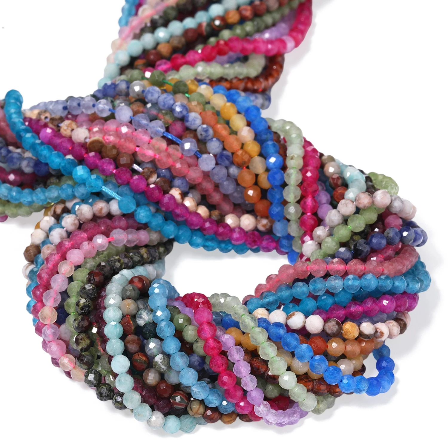 2/3/4mm Facettierte Kleine Perlen Natürlicher Amazonit Granat Turmalin Morganit Steinperlen für Schmuckherstellung DIY Zubehör Großhandel – Detail 7