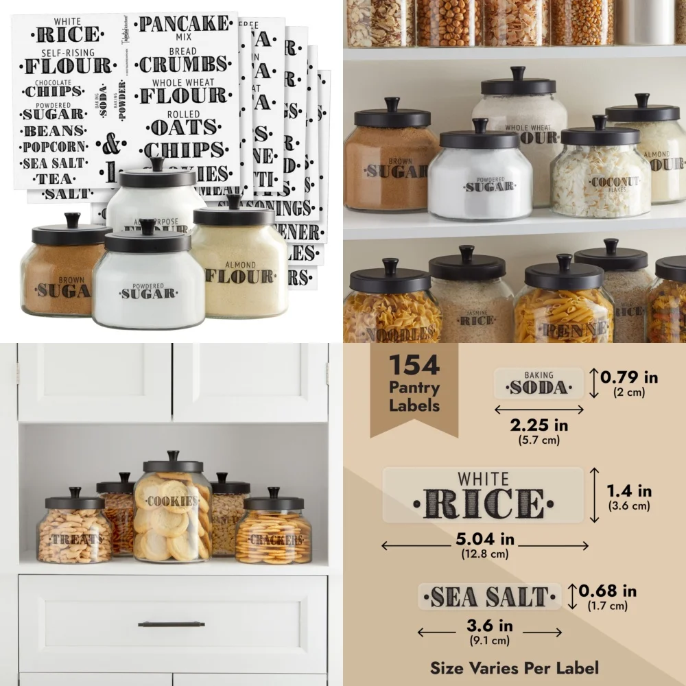 

154 Pcs Food Storage Containers with Labels and Expiration Dates Kitchen Organization Set Airtight Food Keeper BPA Free