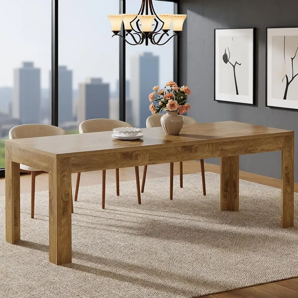 

Современный прямоугольный обеденный стол длиной 6-8, 78,7, простая коричневая кухонная мебель, 78,74 x 27,56