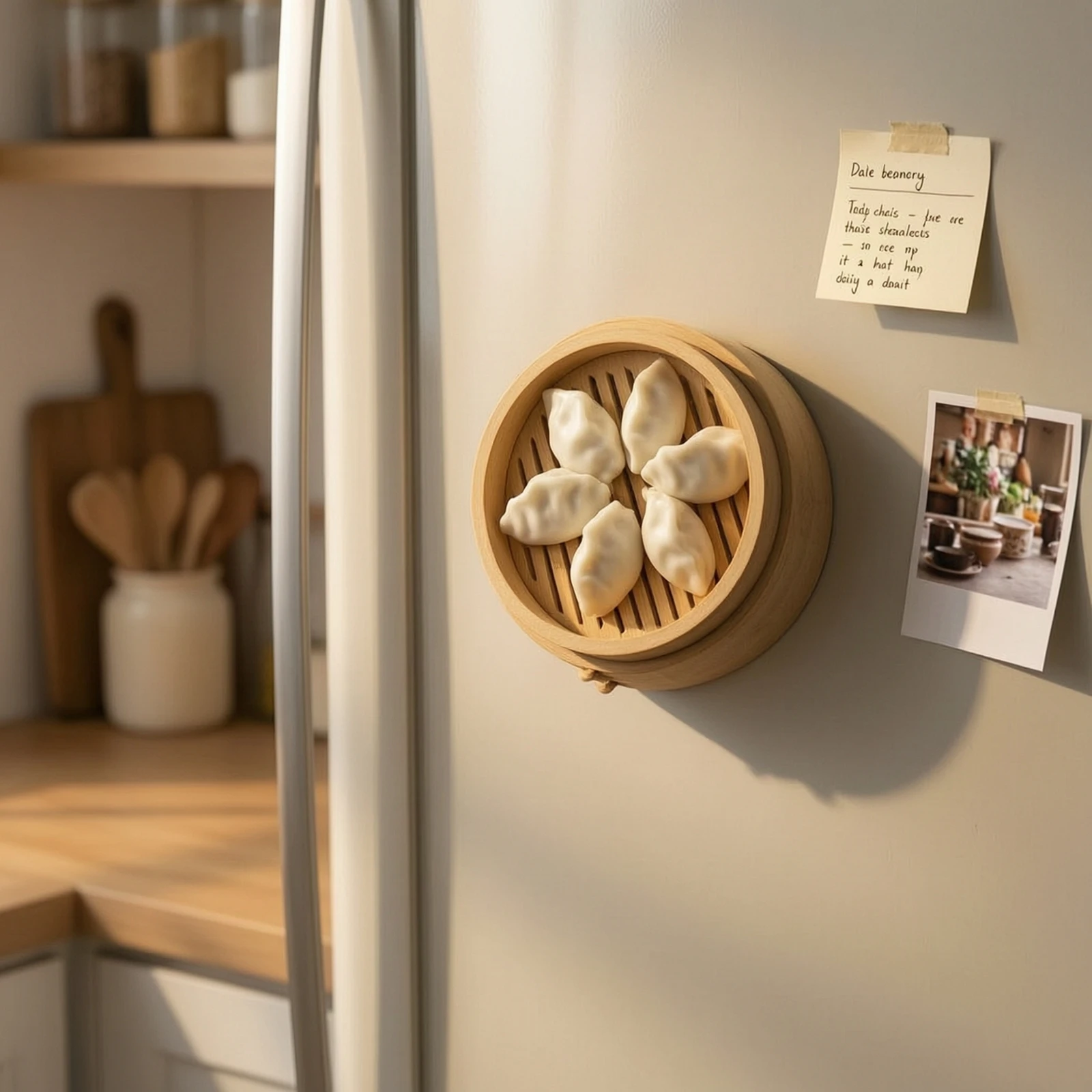Steamer Basket Adhesive Mini Dumpling Adhesive Attractive Note Holder Decorative Whimsical for Refrigerator, Locker