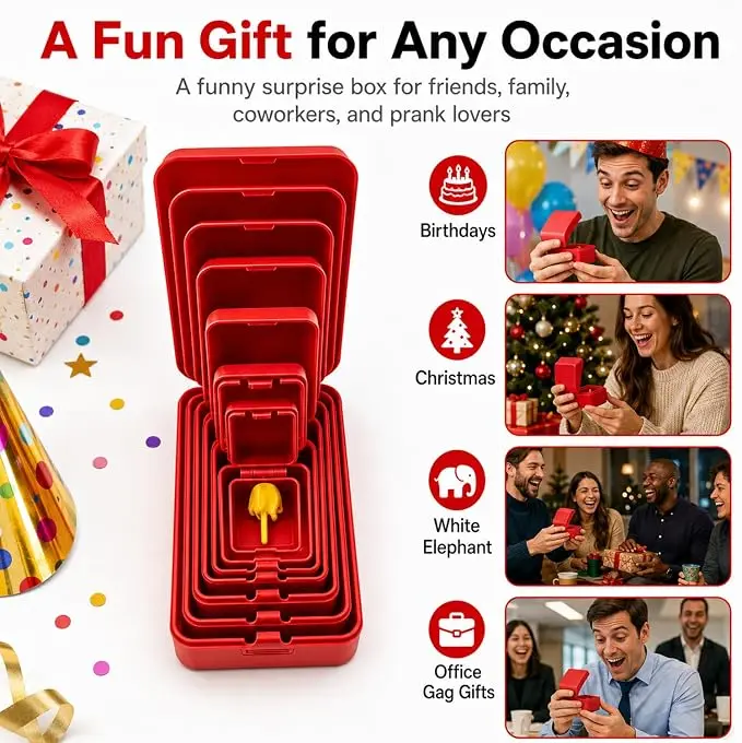 New 3D-Printed 6-Layer Nested Box Surprise Box Prank Prop Can Be Used For A Birthday Party For Rings Or As A Holiday Gift ﻿