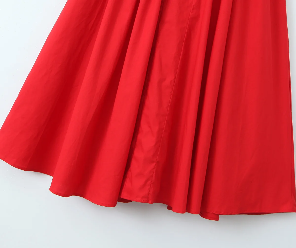 Jenny & Dave Vakantie Strand Tank Jurk Mode Dames Elegante Rode Kleur Halter Katoen Midi Jurk Zomerjurk Dames