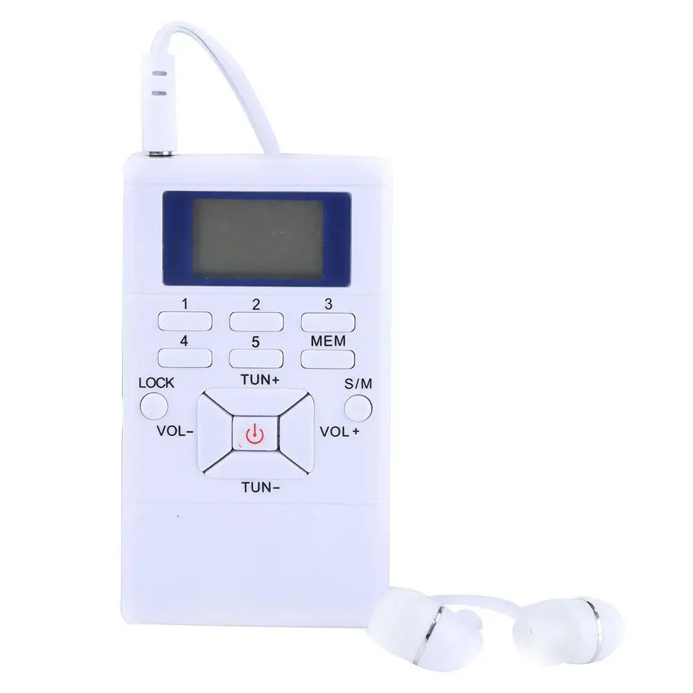 Compact LCD FM Radio Wireless Receiver with DSP & Earphones - Mini Portable Design