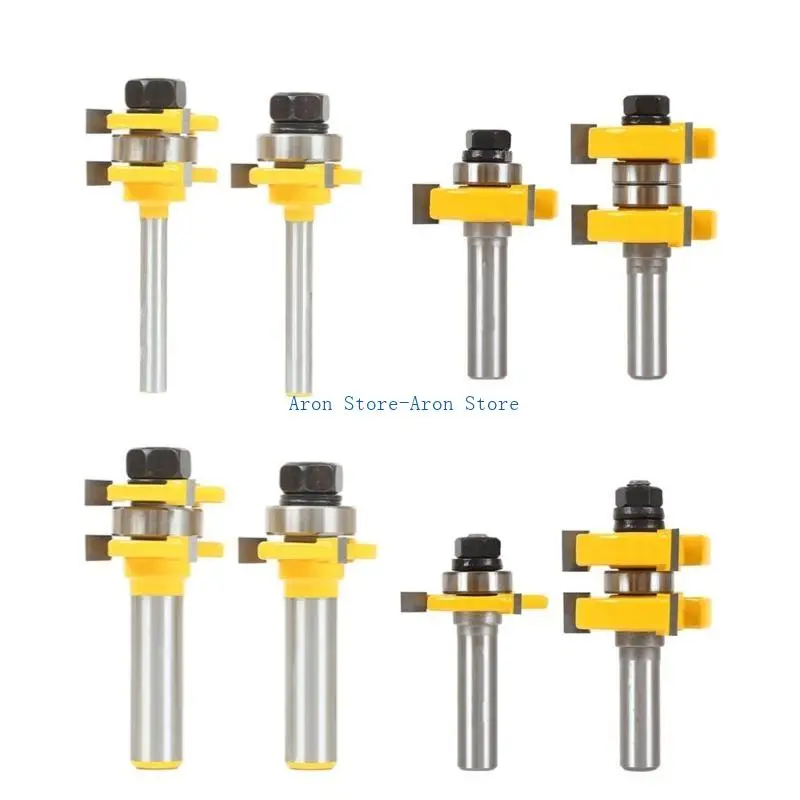 

H3CF Adjustable 3 Teeth Tongue Milling Cutter Set of 2pieces Perfect for Cabinet Doors and Flooring Woodworking Project