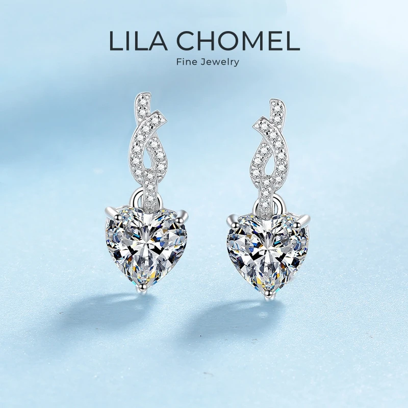 

Girl Friend Valentine's Day 18K White Gold Birthday Earrings 2CT Moissanite Diamond Women Wedding PT950 Platinum Christmas Gift