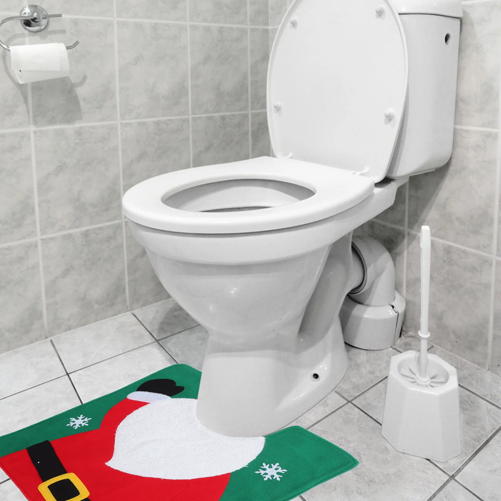 

1 set Elk Christmas Toilet Floor Mat Set Xmas Decorative Bathroom Rug For Toilet Lid Floor Holiday Home Decoration Non Slip Bath