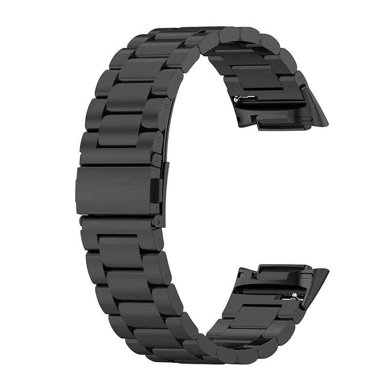 

Stylish 3-Bead Stainless Steel Wrist Strap Replacement Smart Watch Band for Fitbit Charge 6 / 5 - Black