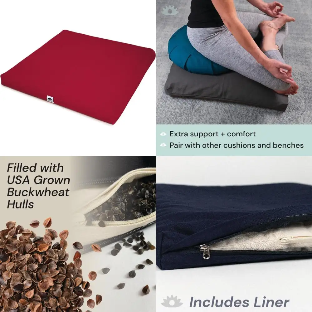 

Buckwheat Meditation Cushion, 23x23 inches, Filled for Comfortable Seating, Ideal for Zabuton and Eclipse Line Practices