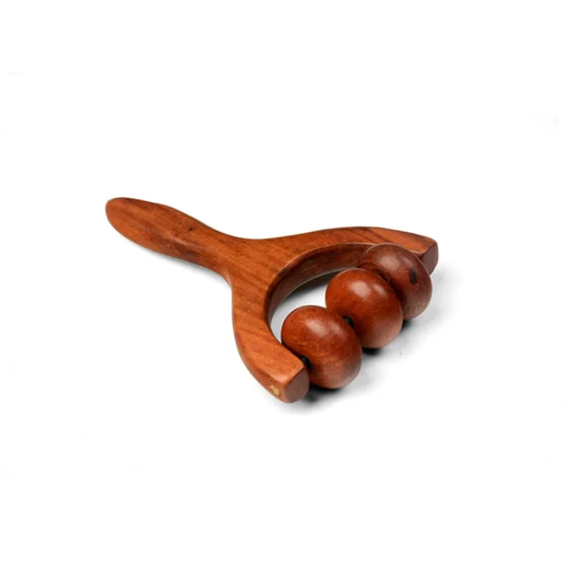 Wooden three-wheeled massager Y round bead massage roller old wooden single belly crus mouse hand massage