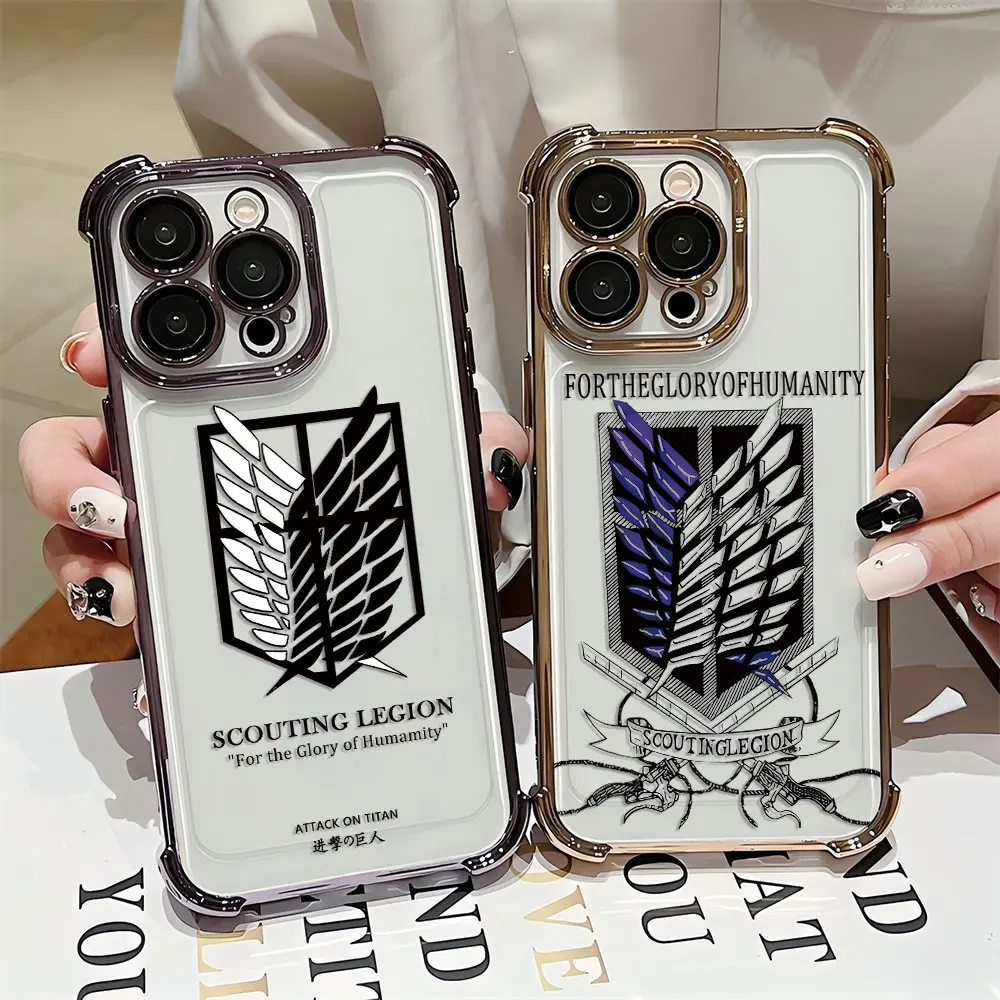 Anime Attack on Titan Plating Case For Oppo Reno12 Reno11 Reno10 Reno8 Reno7 Reno6 Reno5 Z F T Pro Plus 4G 5G Airbag Cover