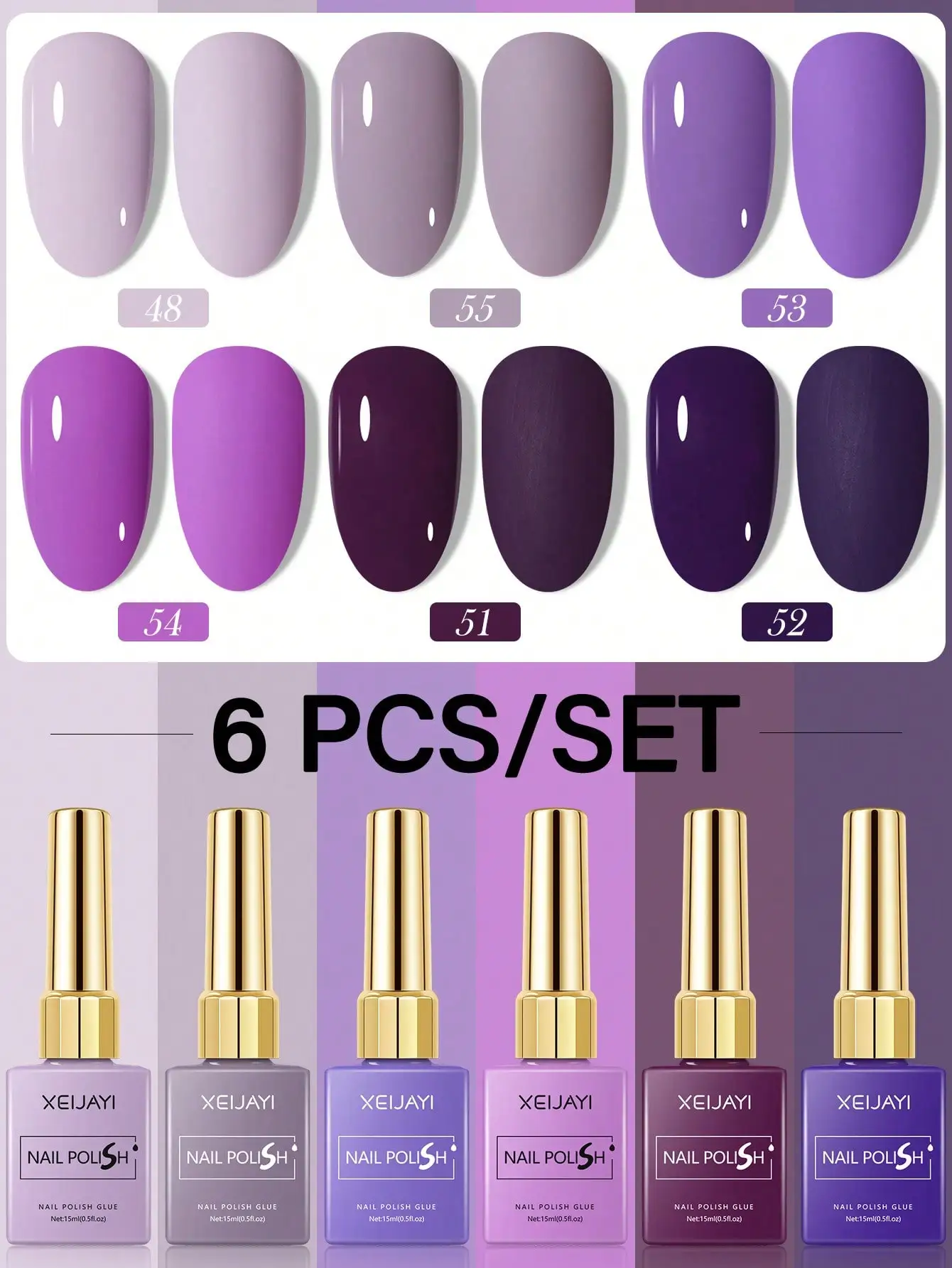 6 ألوان 15 مللي الأرجواني هلام مسمار البولندية سلسلة كاتب نقي نقع قبالة لا مسح جيل للأظافر البولندية مناسبة لجميع المواسم