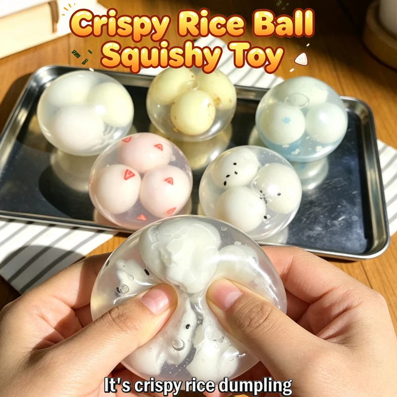 Cute Transparent Pectin Crispy Tangyuan Squeeze Stress Ball Toy Multicolor Calm Sensory Desktop Knead Fidget for Stress Release