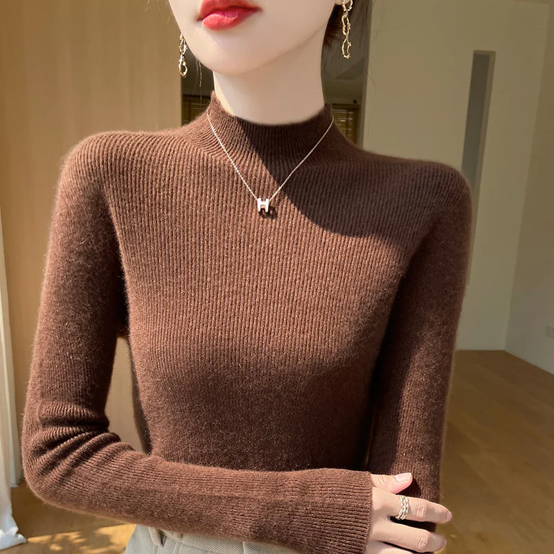 2024 maglione di cashmere da donna mezzo collo autunno e inverno pullover nuovo maglione di cashmere maglione da donna lavorato a maglia da donna