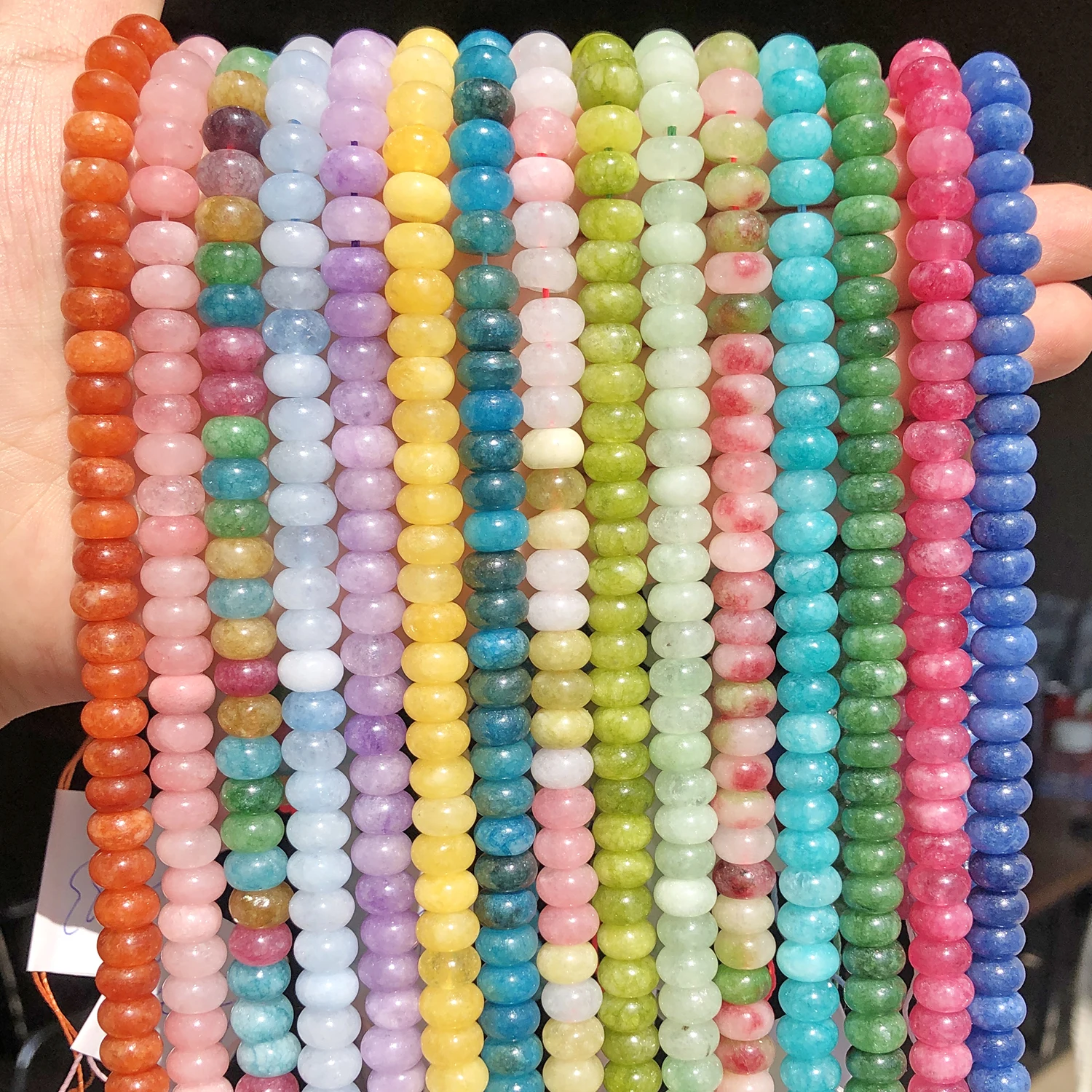 5x8mm Natürliche Abacus Rondelle Jade Quarz Perlen Stein Flache Runde DIY Charms Armbänder Lose Perlen Für Schmuck Machen liefert – Detail 3