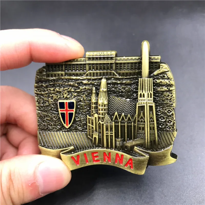 Linda pegatina magnética 3D de Metal para nevera, Francia, París, Barcelona, Hollywood, Austria, Moscú, Rusia, Egipto, pirámide, ciudad del Caribe,