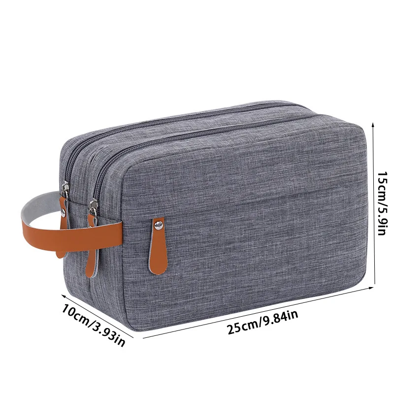 Personalisierte Bestickte Herren-Kulturtasche mit Namen, Doppellagige Oxford-Stoff Toilettentasche mit Großer Kapazität, Reisetasche mit Individuellem Text – Detail 4