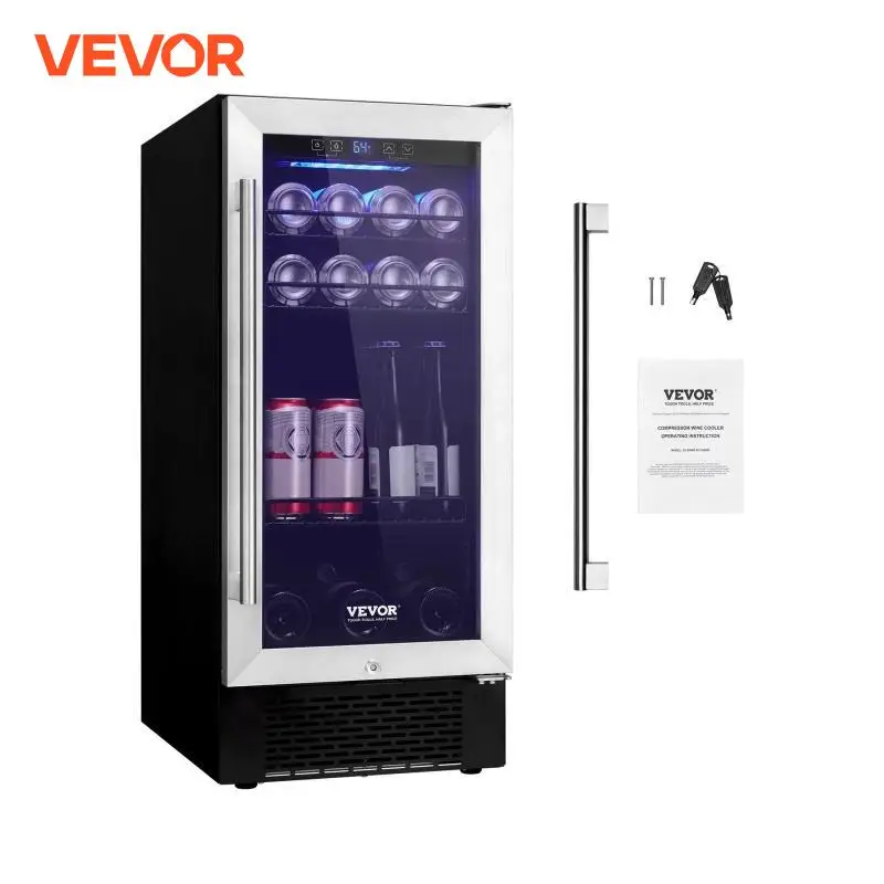 

VEVOR Wine Cooler Beverage Cooler Capacity Under Counter Built-in or Freestanding Wine Refrigerator for Home Bar Drink Beer Soda