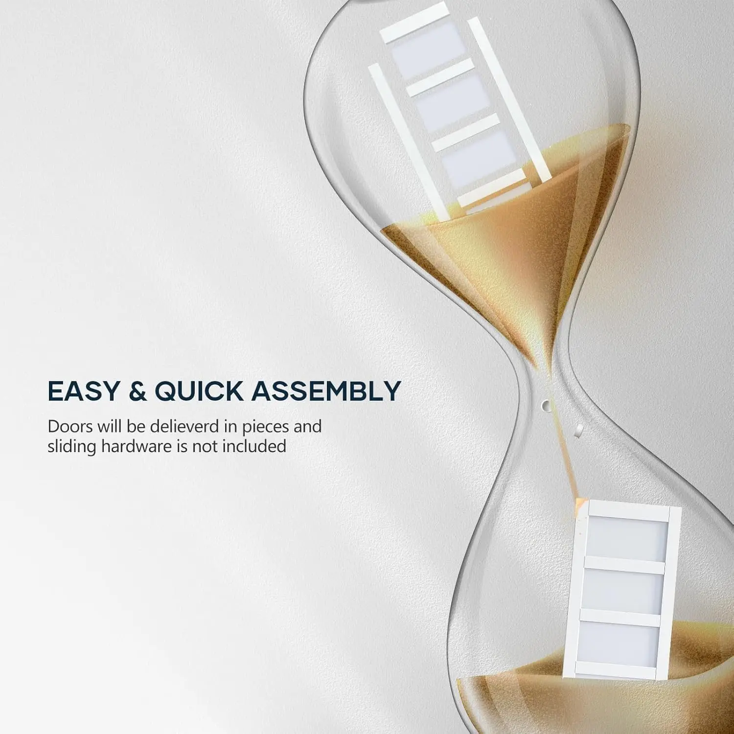 Easelife 36In X 84In Glass Barn Door With 6.6Ft Sliding Door Hardware Kit Included & Handle,Solid Lvl Wood Covered With