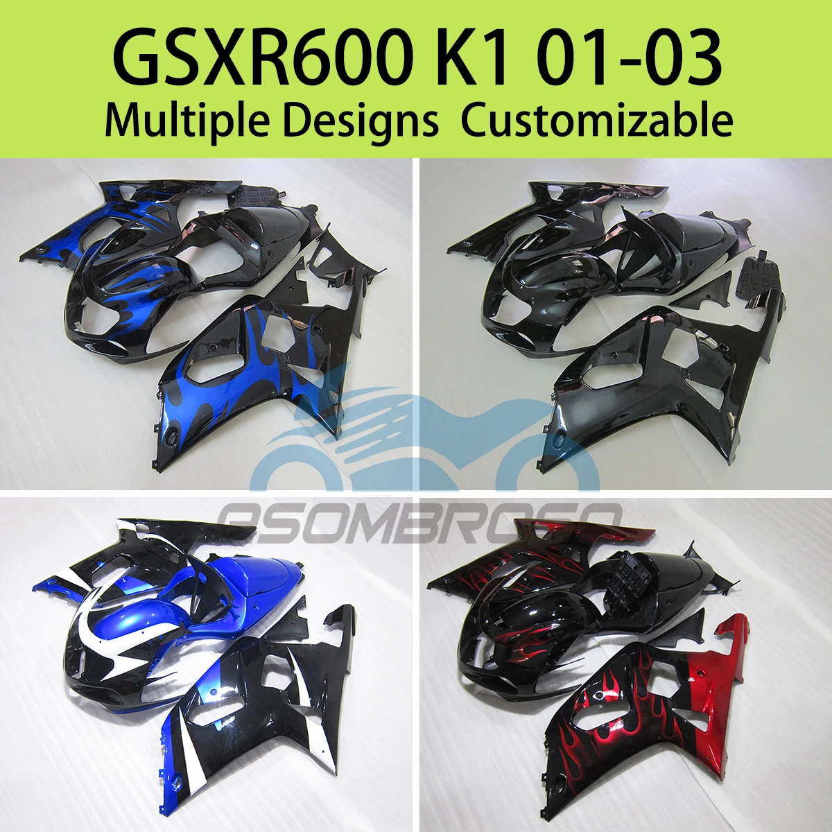 

For SUZUKI GSXR 600 750 K1 01 02 03 Free Custom Fairings GSXR600 GSXR750 2001 2002 2003 Fairing Kit Injection Motorcycle