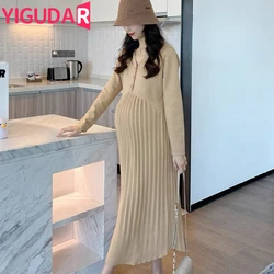 Maternity Dress Spring Autumn Long Sleeve V-Neck HIgh Waist Pregnant Woman clothing Sweet Pregnancy Dress vestidos de fotografia