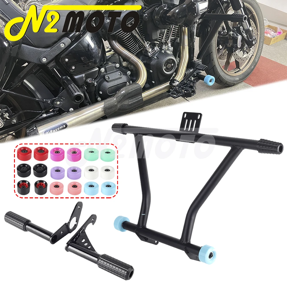 

Motorcycle Front Highway Peg Engine Guard Crash Bar 4" Passenger Pegs Slider For Harley Softail Low Rider ST 117 2022-23 FXLRST