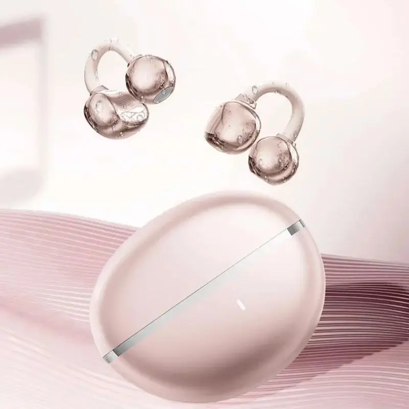 القوس على شكل كليب على سماعات بلوتوث HIFI ستيريو دعوة الحد من الضوضاء مقاوم للماء الأقراط اللاسلكية سماعات الفتيات سماعات الأذن