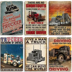Artisian Driving Metal Poster Truck Driver Tin Sign Tractor Vehicle Car Trucker Decorative Plaque Wall Decor Garage Bar Pub Club