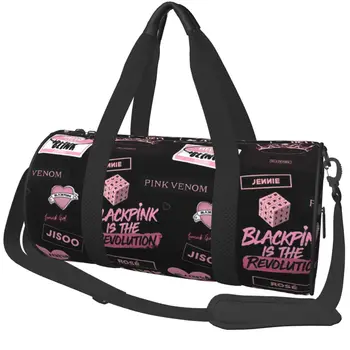 Blacks Girl Pinks Group K-Pop Gym Bag กระเป๋ากีฬาแบบพกพา Gym Accessories Travel Custom Handbag ความแปลกใหม่ฟิตเนสกระเป๋าสําหรับคู่