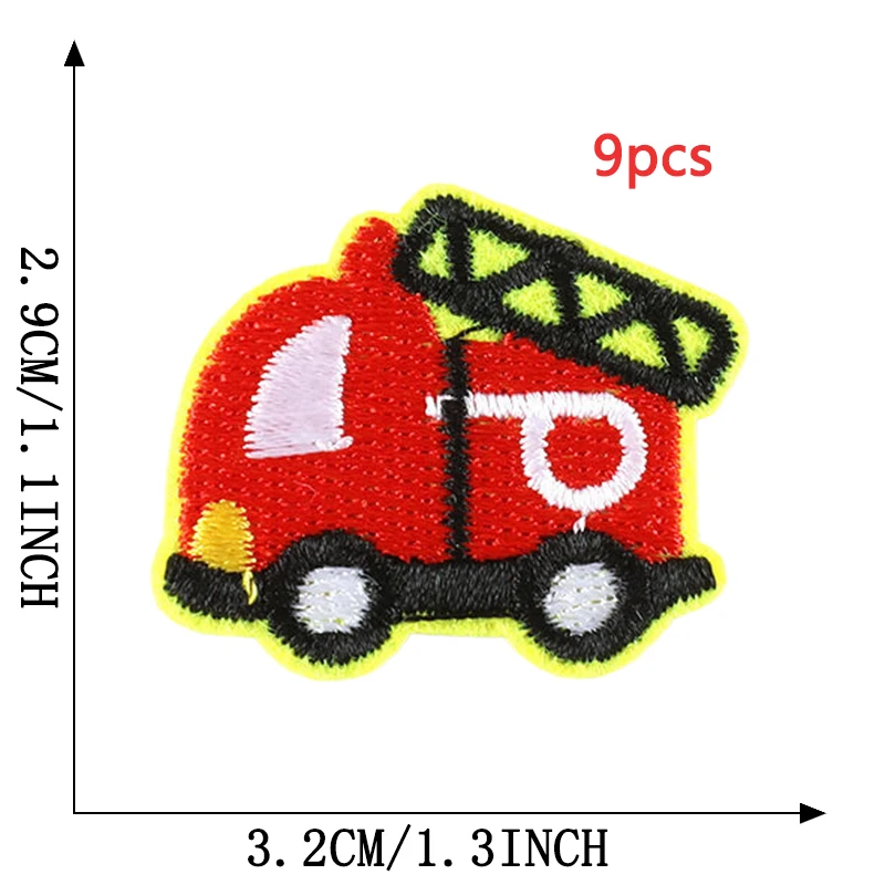 9 Stück Auto Lot Eisen auf Patches Kinder für Kleidung Stoff kleine Jungen Stich Bulk Designer bestickt Pack süße Parche Ropa Infantil – Detail 4