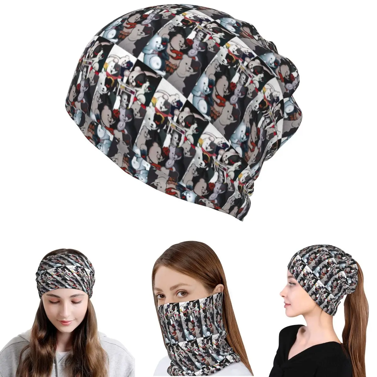 Japan Anime Danganronpa Monokuma Bandana Halstuch Maske Schal Multifunktions-Kopfbedeckung Mütze Unisex Erwachsene Ganzjährig