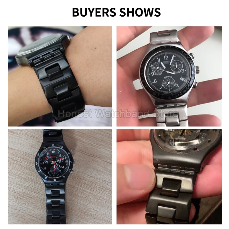 Para swatch acessório de relógio de aço inoxidável de alta dureza resistente a arranhões durável interface côncava convexa pulseira de superfície lisa