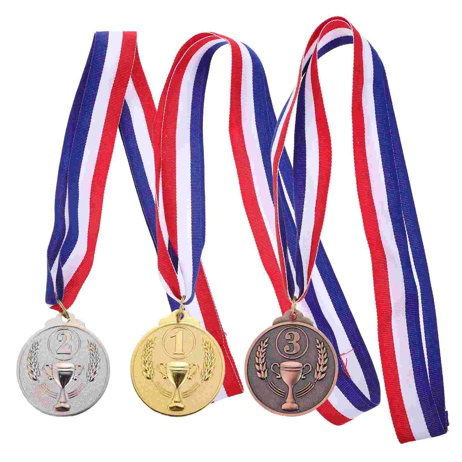 

3 Pcs The Medal Comfortable Hanging Ribbon Medals Metal Competition Bronze Sporting Event Sports Events Award Zinc Alloy Sturdy