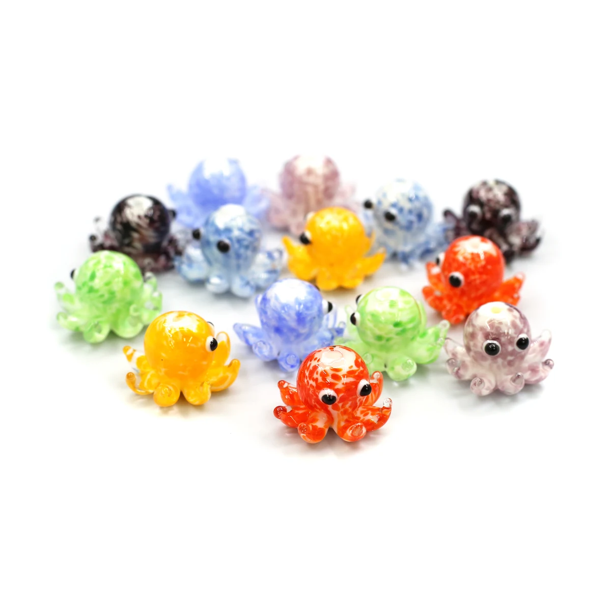 10pcs 14x20mm Little Octopus  Lampwork Glass Bead Handmade Decorations Charms for DIY Necklace Jewelry Making Accessories Gift