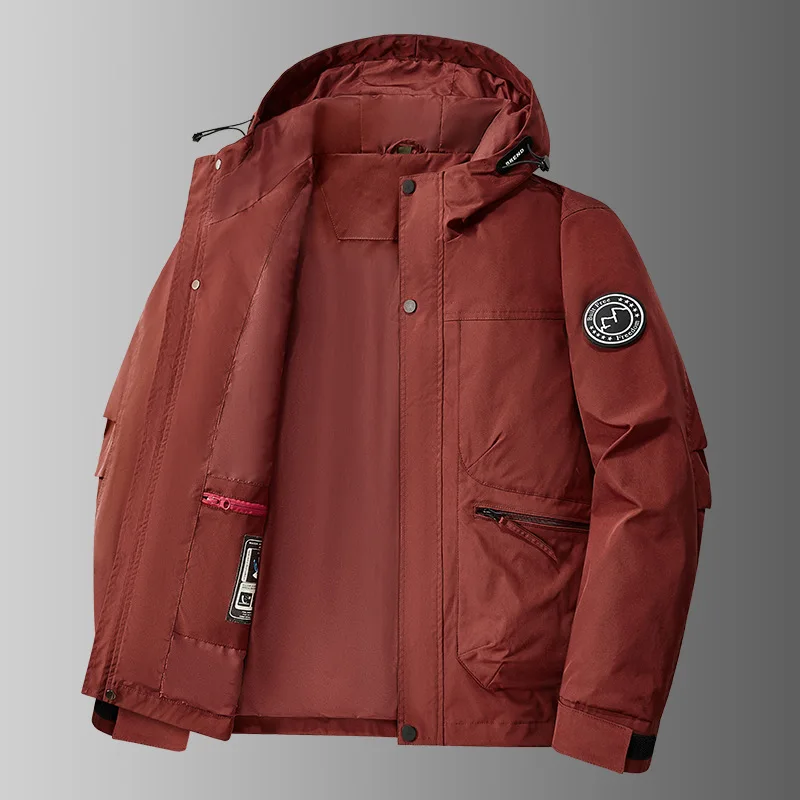 

Spring and Autumn Loose Windproof Hooded Fishing Fleece Jacket Multi-Pocket Tooling Jacket Casual