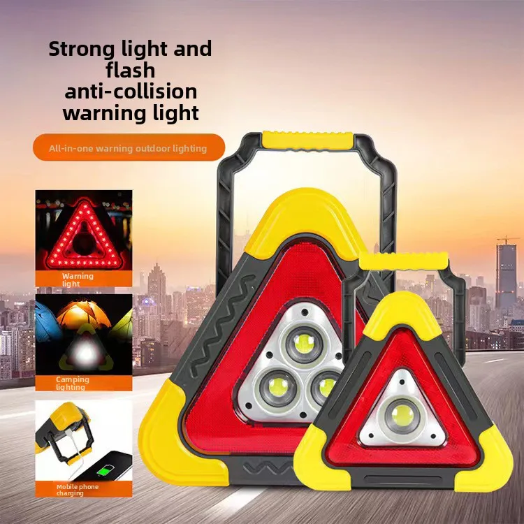 3 in 1 Solar Car Tripod Warning Sign Warning Triangle for Car Emergency Tool Kit with Portable Flashing Light