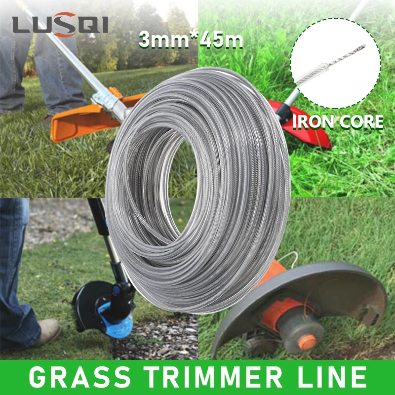 Lusqi-nylon Grass Trimmer Line Corda Cortador de Escova Cabo Cortador de Grama Rolo Redondo Longo Fio de Aço Nylon 1lb x mm