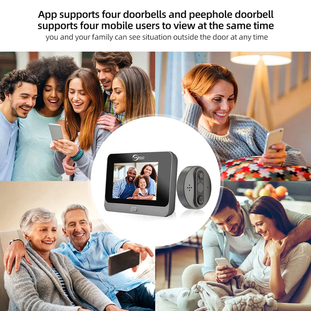 Tuya Smart Video Doorbell Peephole Door Camera with Motion Sensor 1080P Digital Viewer
