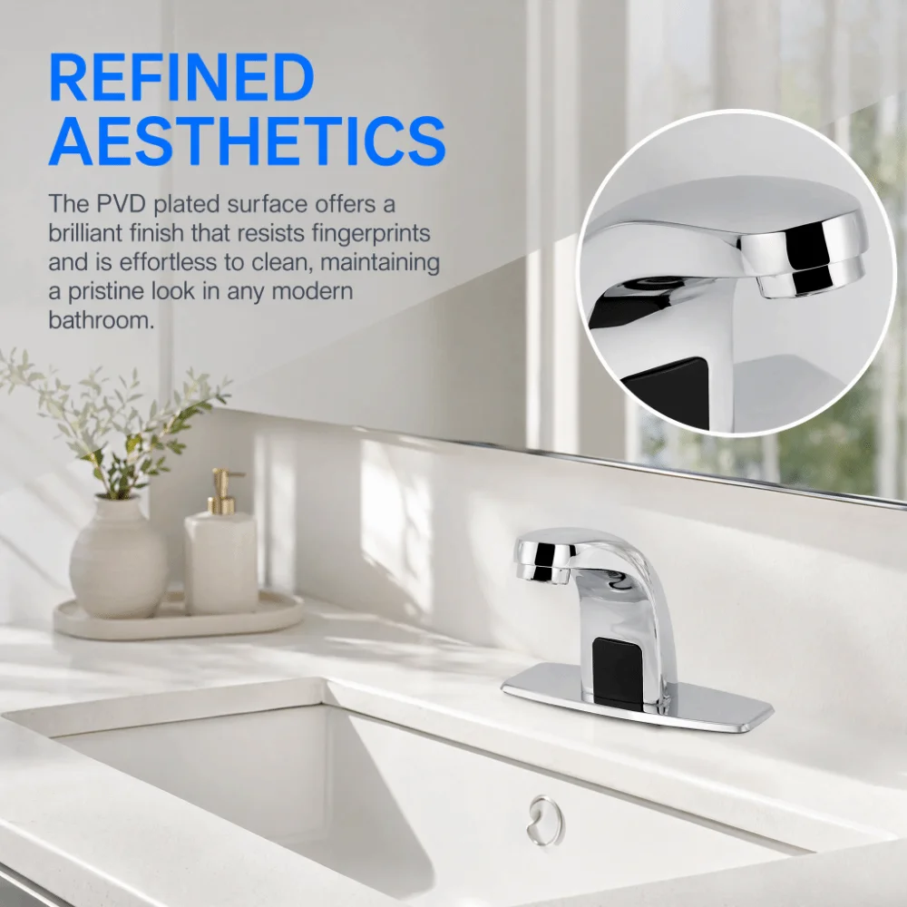 Single Cold Water Motion Sensor Faucet Battery Operated PVD Plating Infrared Faucet with Control Box Automatic Kitchen Faucet