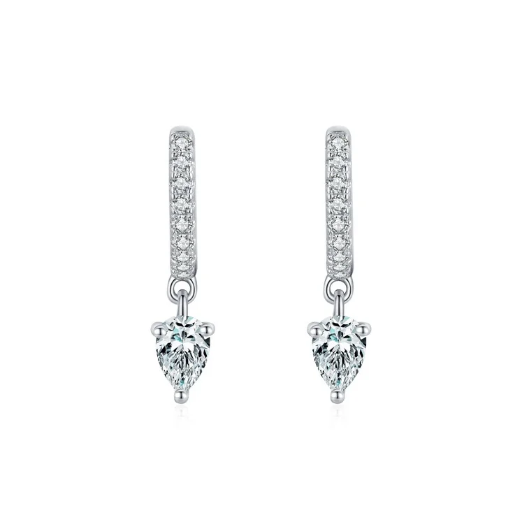 

European American S925 Sterling Silver Fashion Water Drop Diamond Zircon Earrings for Women