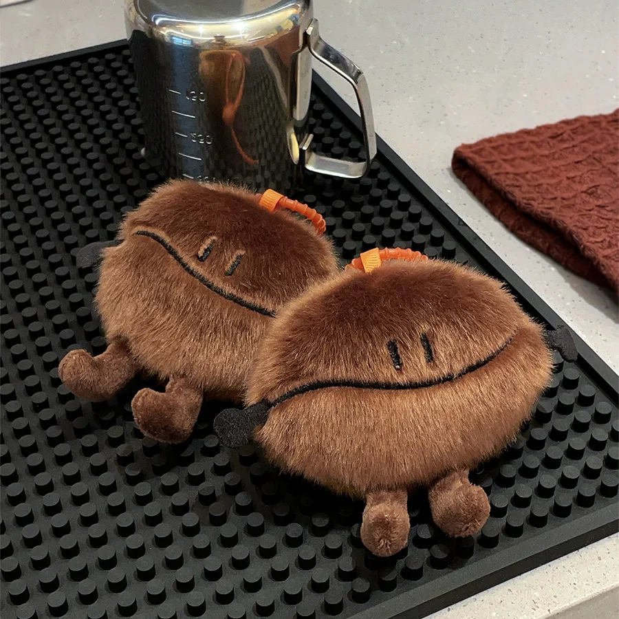 Original Japanese Fun Food Coffee Bean Plush Pendant Keyring Simulation Cute Coffee Bean Plush Stuffed Toy Backpack Decor Gift